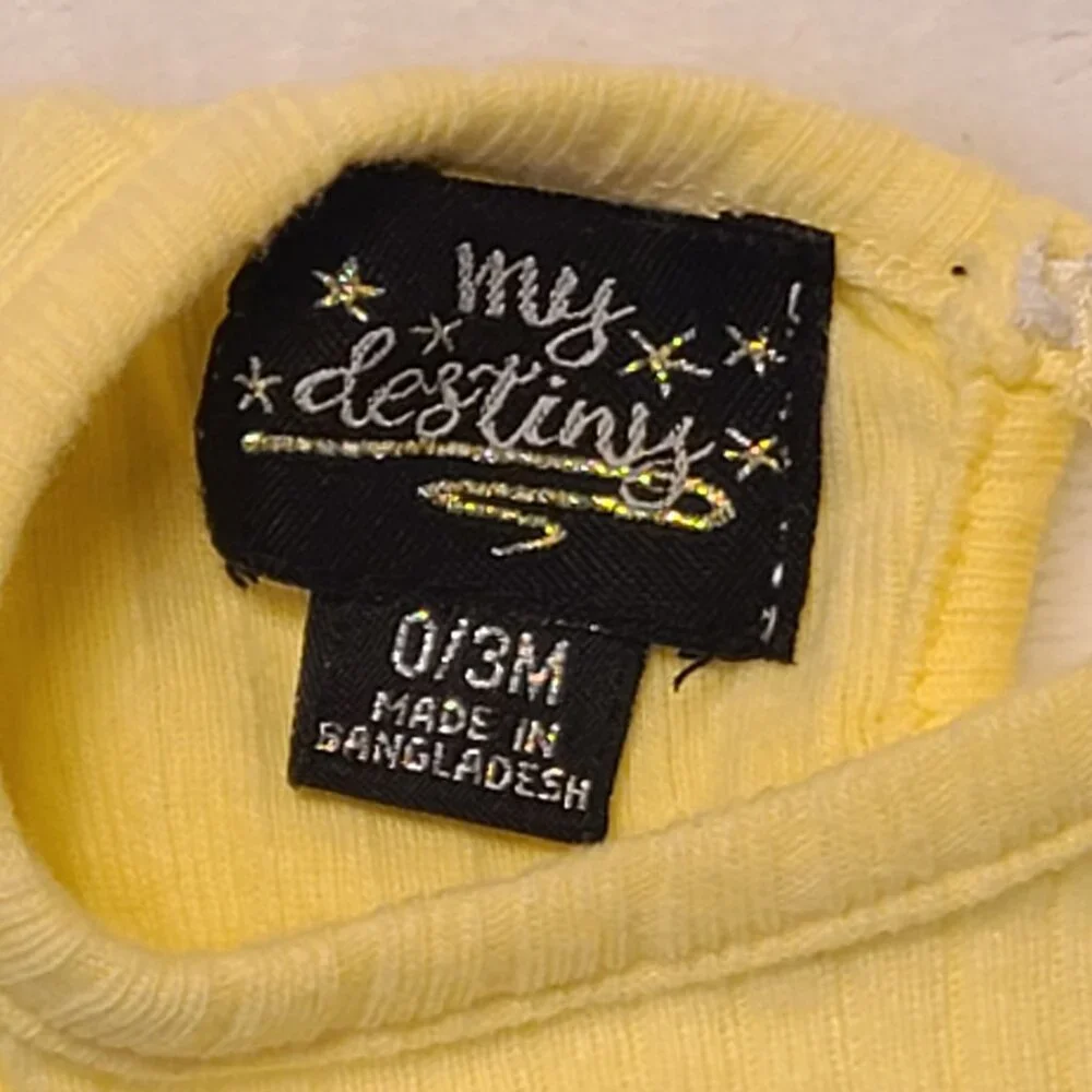 Yellow Ruffled Sleeve Baby Bodysuit 0-3M